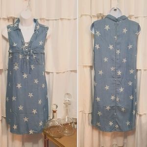 Cute 100% Lyocell Denim Stars Dress